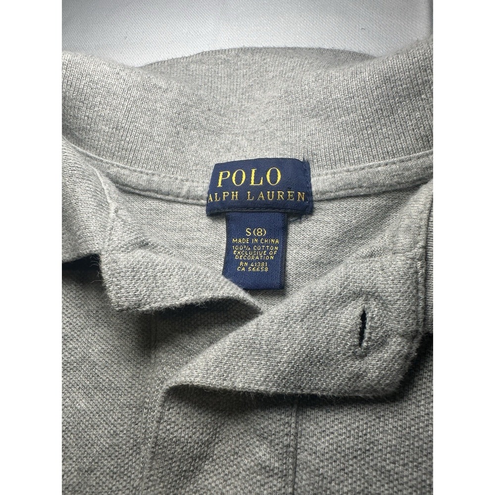Polo Ralph Lauren Boys Gray Short Sleeve Polo Shirt Size S 8 Classic Cotton - Picture 5 of 8